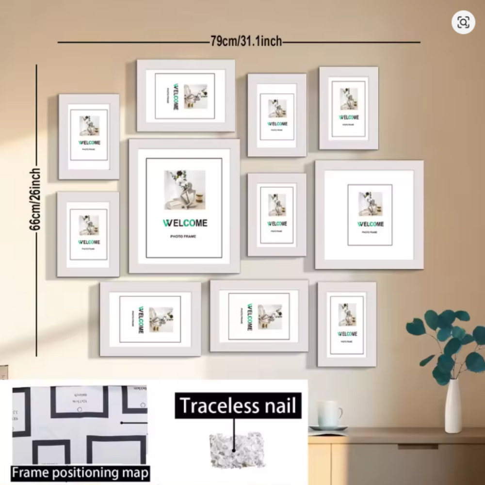 11Pcs Multi-Size Photo Frame Set – Family Wall Gallery Decor & Gift