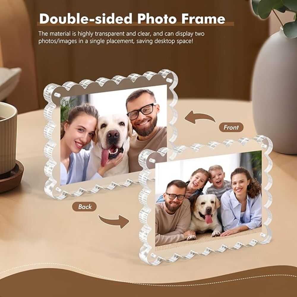 Acrylic Transparent Magnetic Photo Frame – 6/7 Inch Thick Clear Picture Display