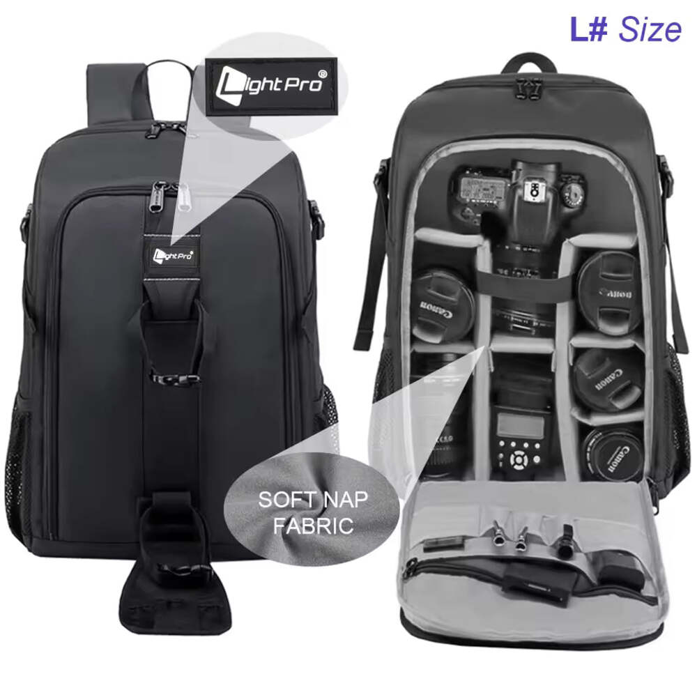 Big Capacity Waterproof Camera Backpack with Tripod Holder & Rain Cover