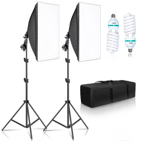 50x70CM Softbox Lighting Kit with E27 Bulbs β Professional Photo Studio Equipment