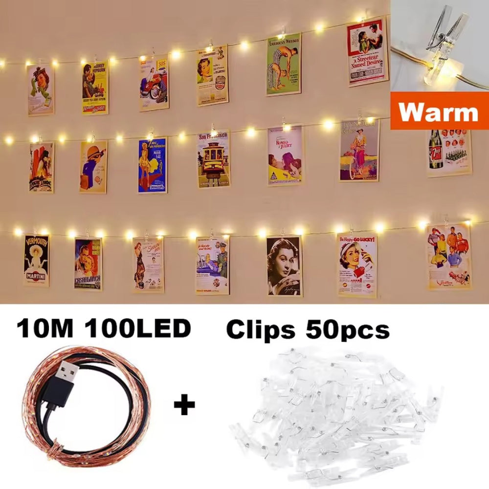 Photo Clip Fairy String Lights for Wall & Wedding Decoration