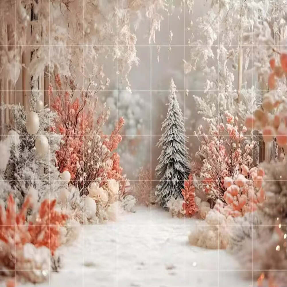 White Christmas Snow Forest Backdrop – Holiday Photo Studio Decor