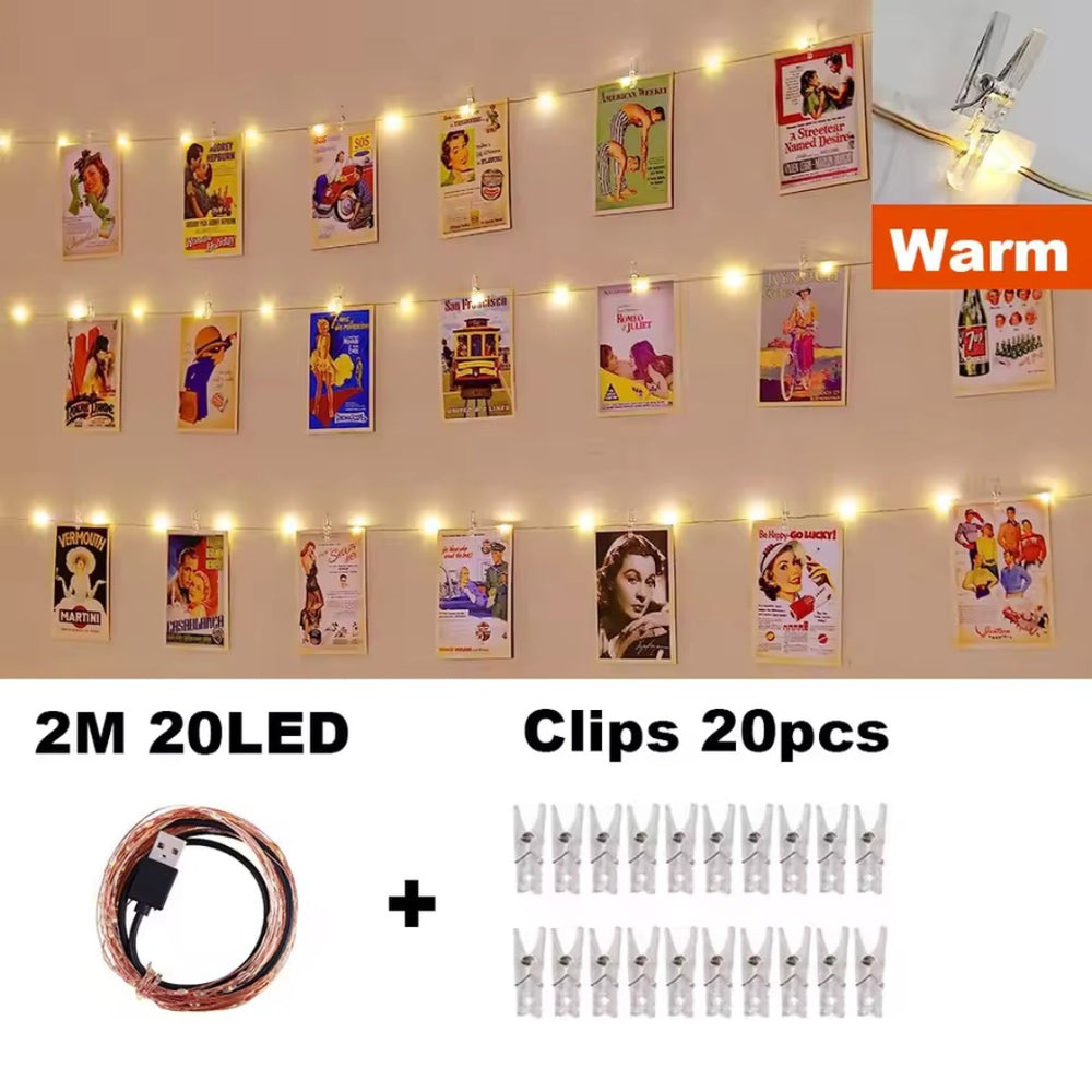 Photo Clip Fairy String Lights for Wall & Wedding Decoration