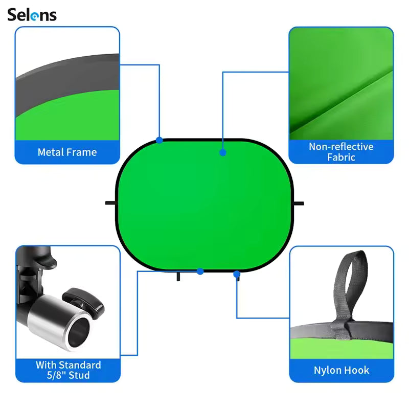Selens Collapsible Portable Green & Blue Screen Backdrop for Photography