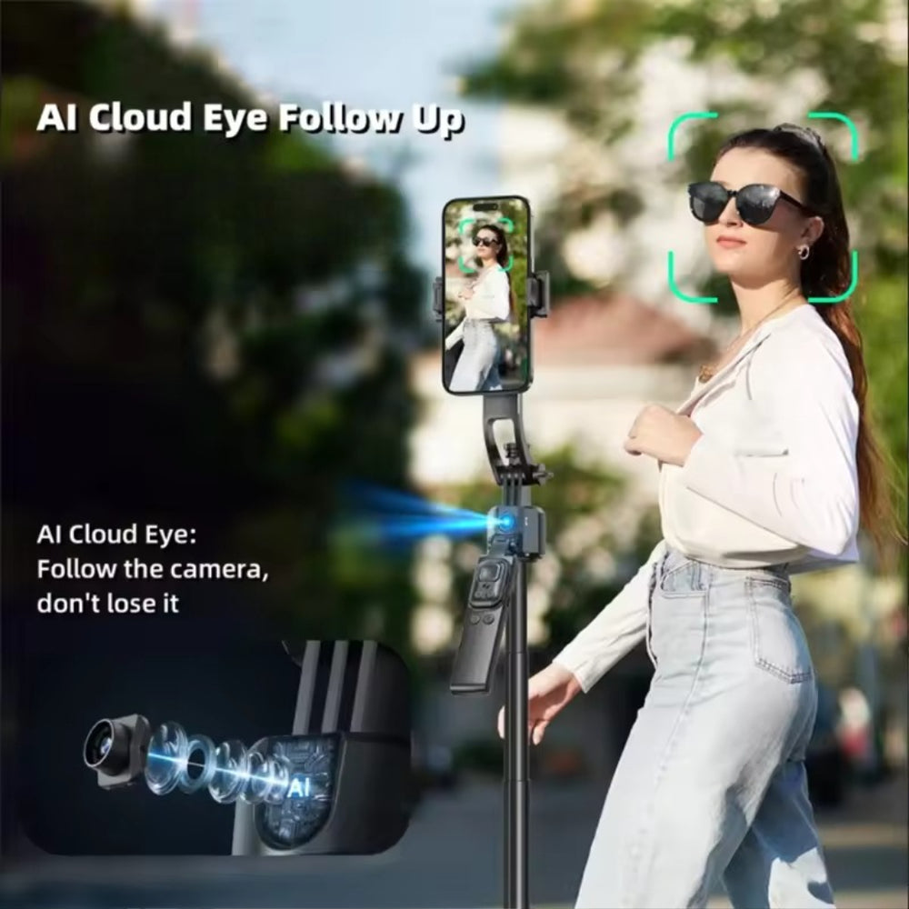 C17 AI Tracking Selfie Stick Tripod with 360° Rotation & Fill Light