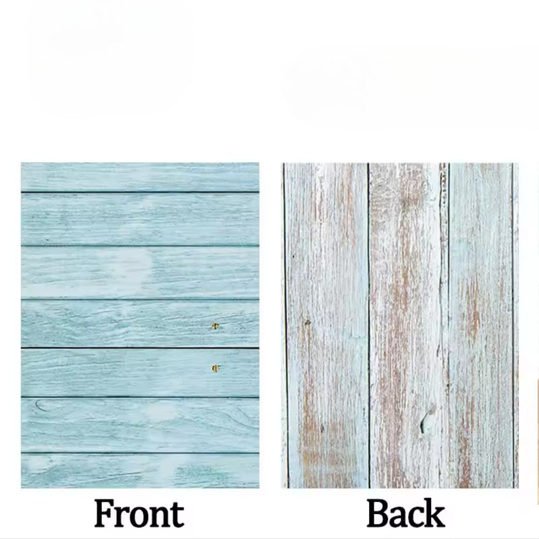 2-Sided Marble & Wood Photography Backdrop – 57×43cm Waterproof Prop