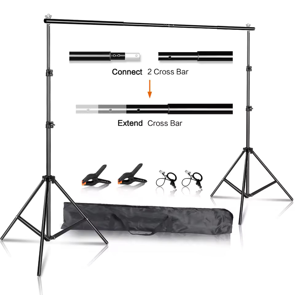 SH Photography Background Stand Kit Adjustable Backdrop Support System