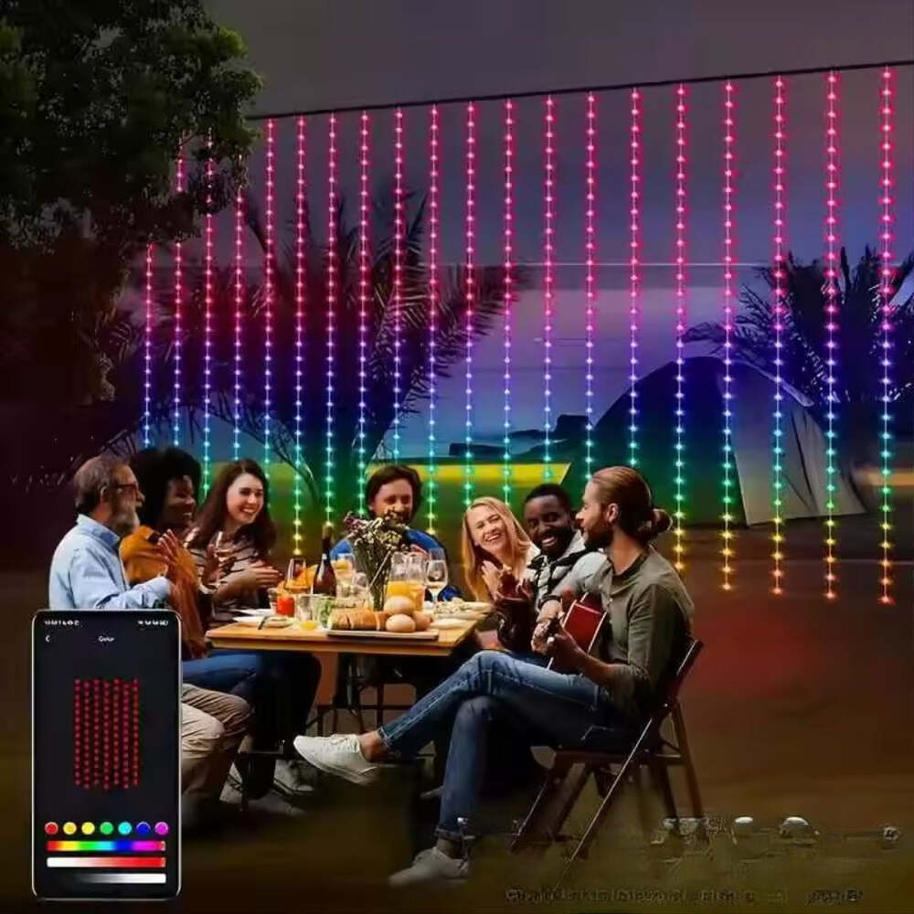 Smart LED RGBIC Curtain String Light with Bluetooth App Control