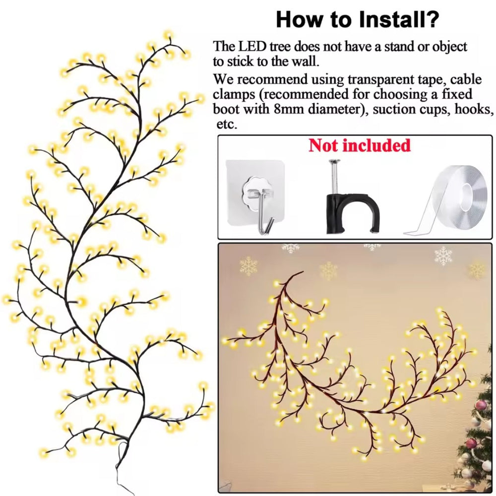 96/144 LED Willow Vine Tree Fairy Lights – 8 Modes, Remote Control