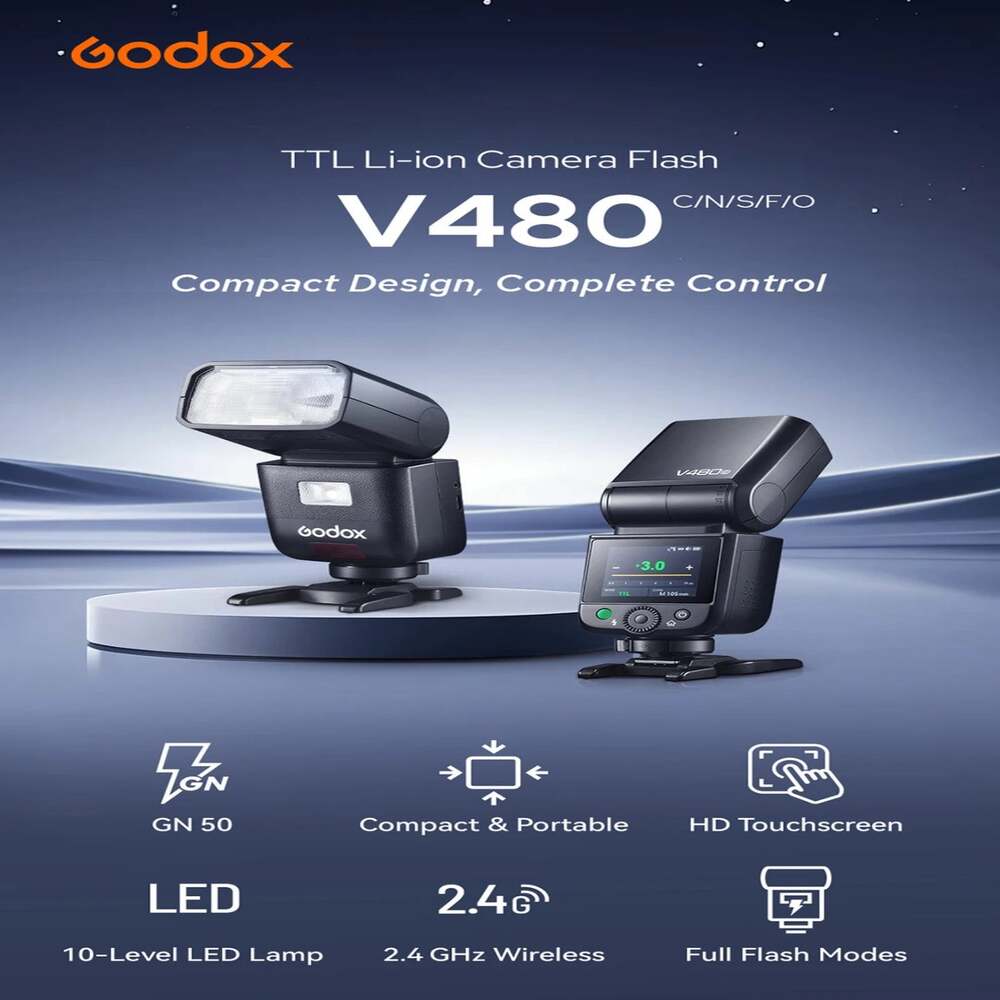Godox V480 TTL Li-ion Camera Flash for Canon Nikon Sony Fujifilm Olympus