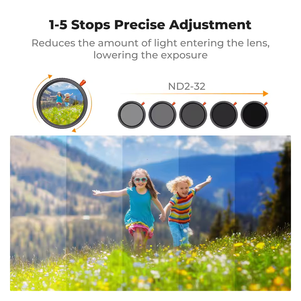 K&F Concept 3-in-1 ND2–32 + CPL + Black Diffusion 1/4 Filter 37–82mm