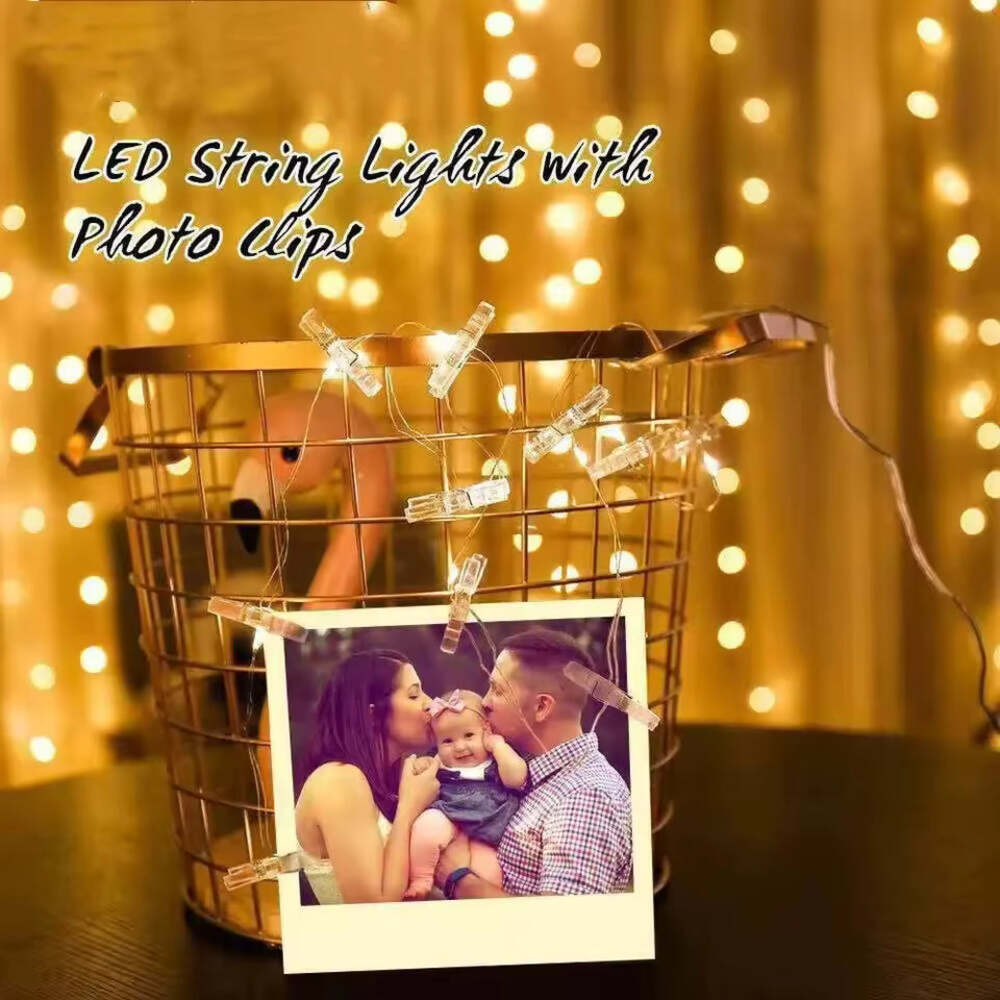 Photo Clip LED String Light Warm White 2/5/10M Battery Fairy Lamp