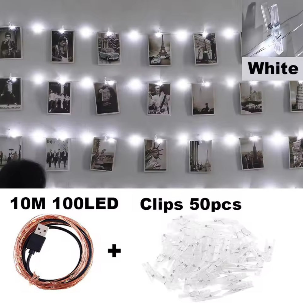 Photo Clip Fairy String Lights for Wall & Wedding Decoration