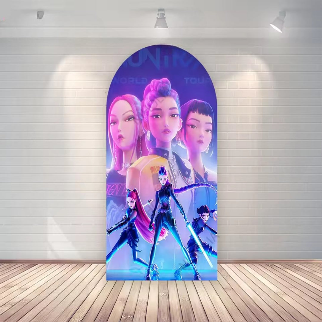 Kpop Demon Hunter Birthday Backdrop – Double-Sided Photo Booth Prop