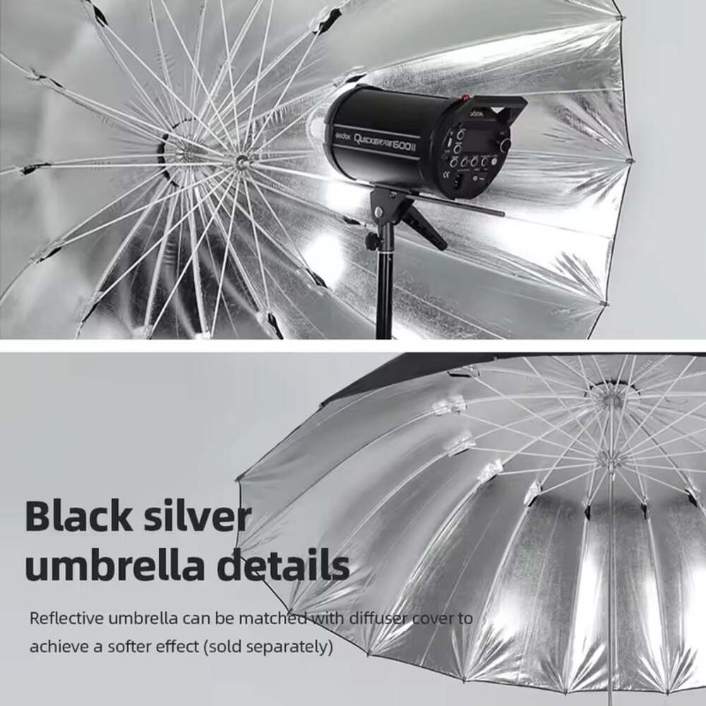 Godox 150cm 60" Black White Silver Reflective Umbrella with Diffuser