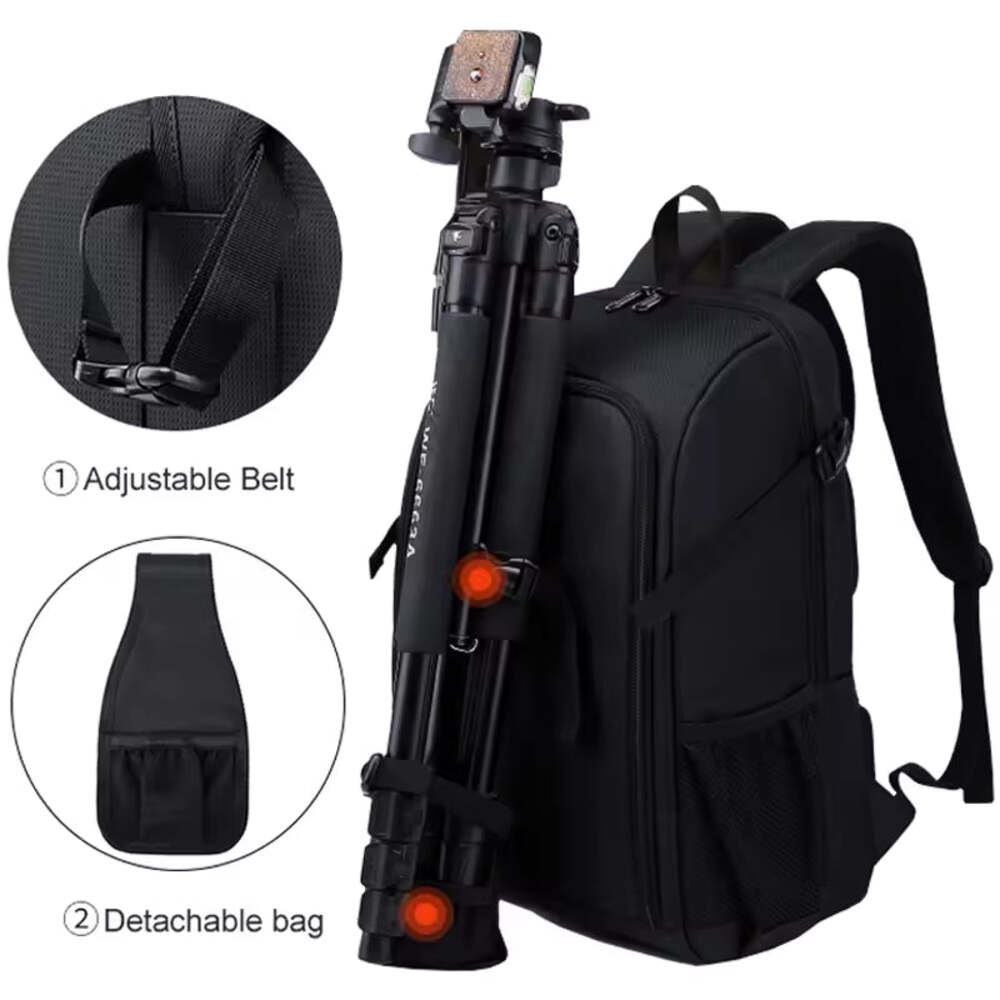 Big Capacity Waterproof Camera Backpack with Tripod Holder & Rain Cover