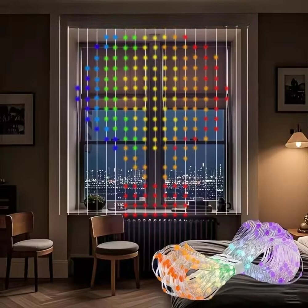Smart LED RGBIC Curtain String Light with Bluetooth App Control