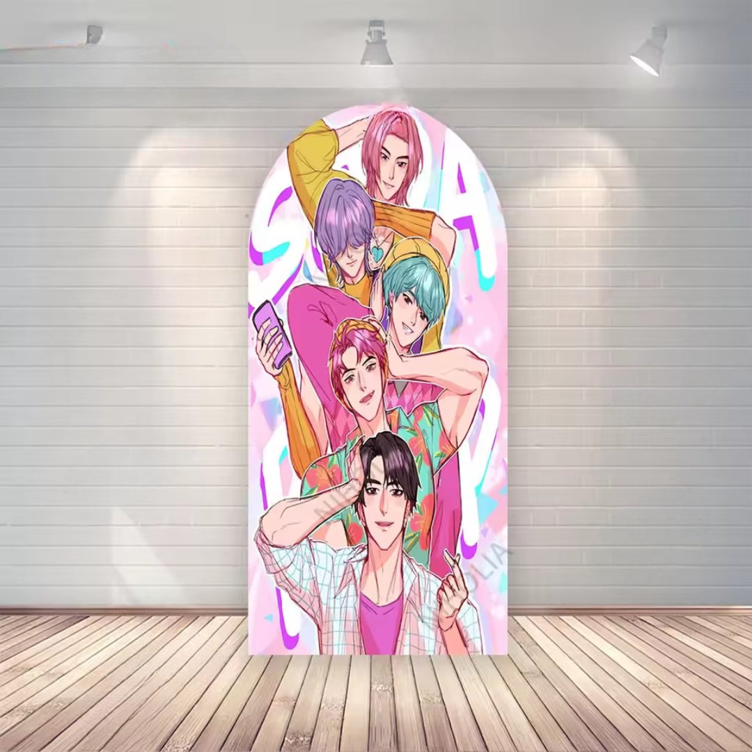 Kpop Demon Hunter Birthday Backdrop – Double-Sided Photo Booth Prop