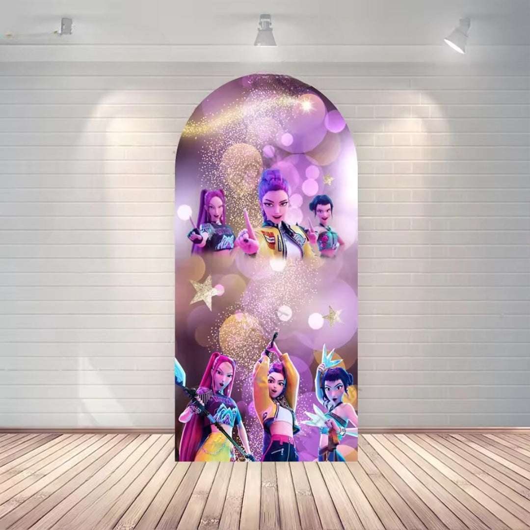 Kpop Demon Hunter Birthday Backdrop – Double-Sided Photo Booth Prop