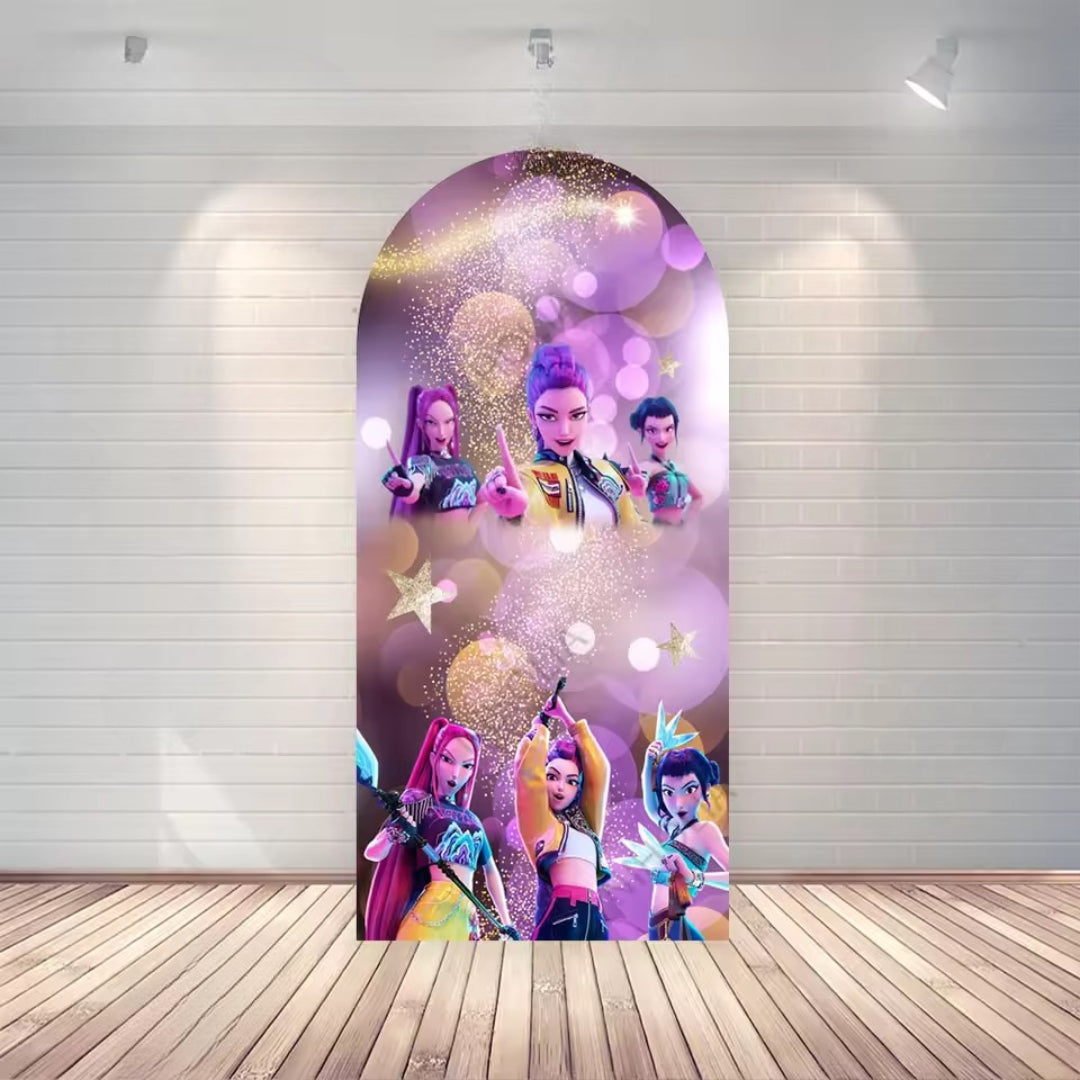 Kpop Demon Hunter Birthday Backdrop – Double-Sided Photo Booth Prop