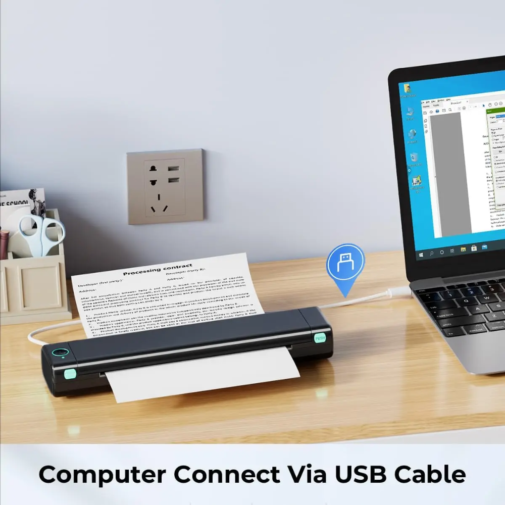 M08F Portable Wireless Thermal Printer – Inkless, Bluetooth