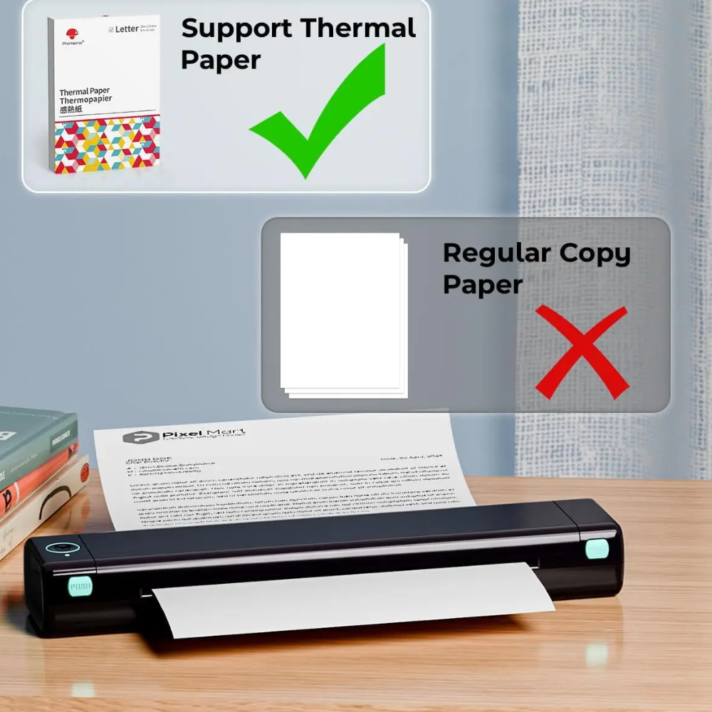 M08F Portable Wireless Thermal Printer – Inkless, Bluetooth