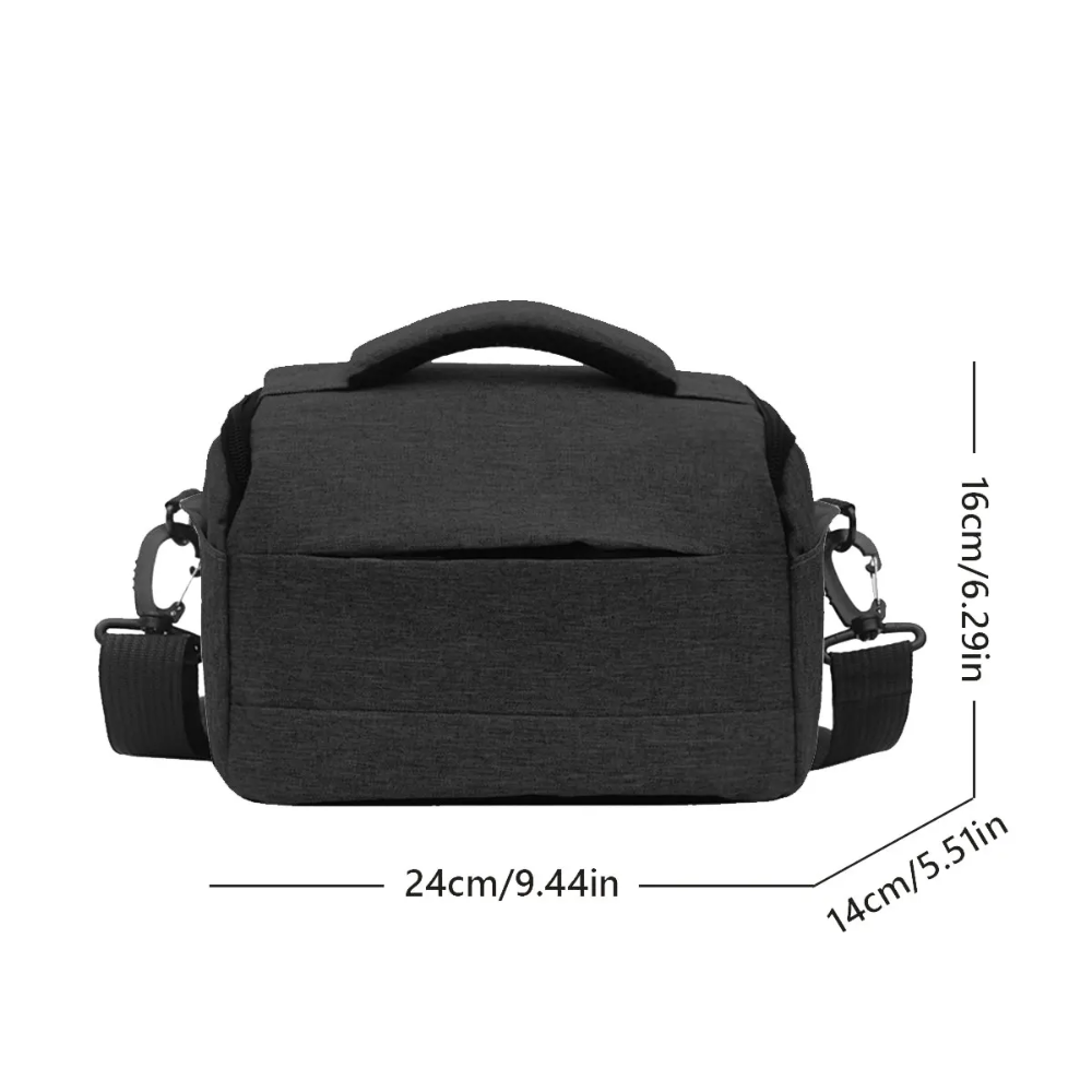Black Nylon DSLR Camera Bag – Waterproof, Portable for Canon