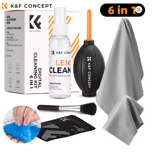 K&F Concept Camera Lens Cleaning Kit – Blower, Wipes, Cloth, Liquid & Pen