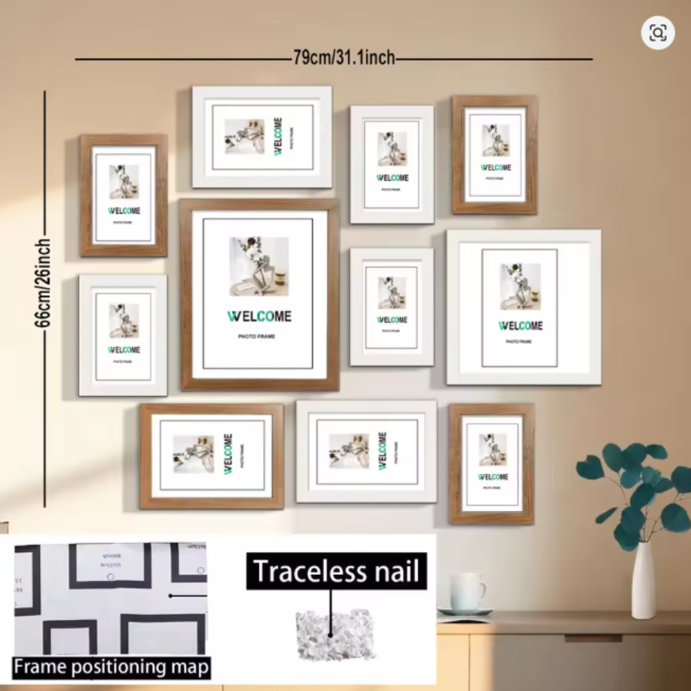 11Pcs Multi-Size Photo Frame Set – Family Wall Gallery Decor & Gift