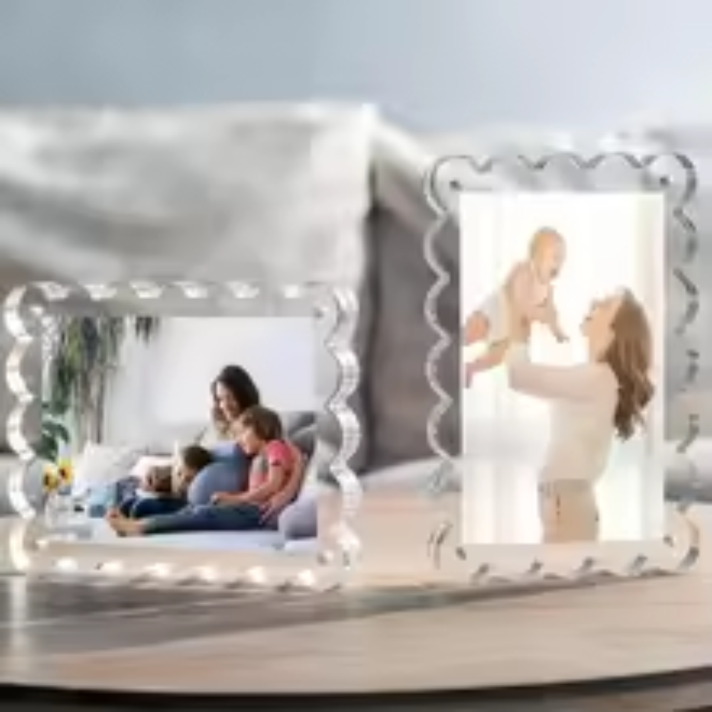 Acrylic Transparent Magnetic Photo Frame – 6/7 Inch Thick Clear Picture Display