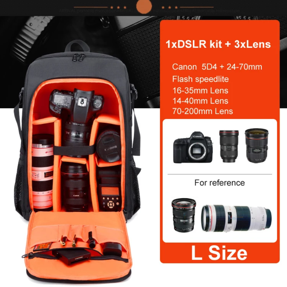 Big Capacity Waterproof Camera Backpack with Tripod Holder & Rain Cover