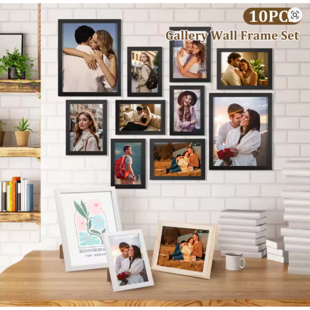 10Pack Wall Gallery Photo Frames – Tabletop & Wall Mount Picture Display Set