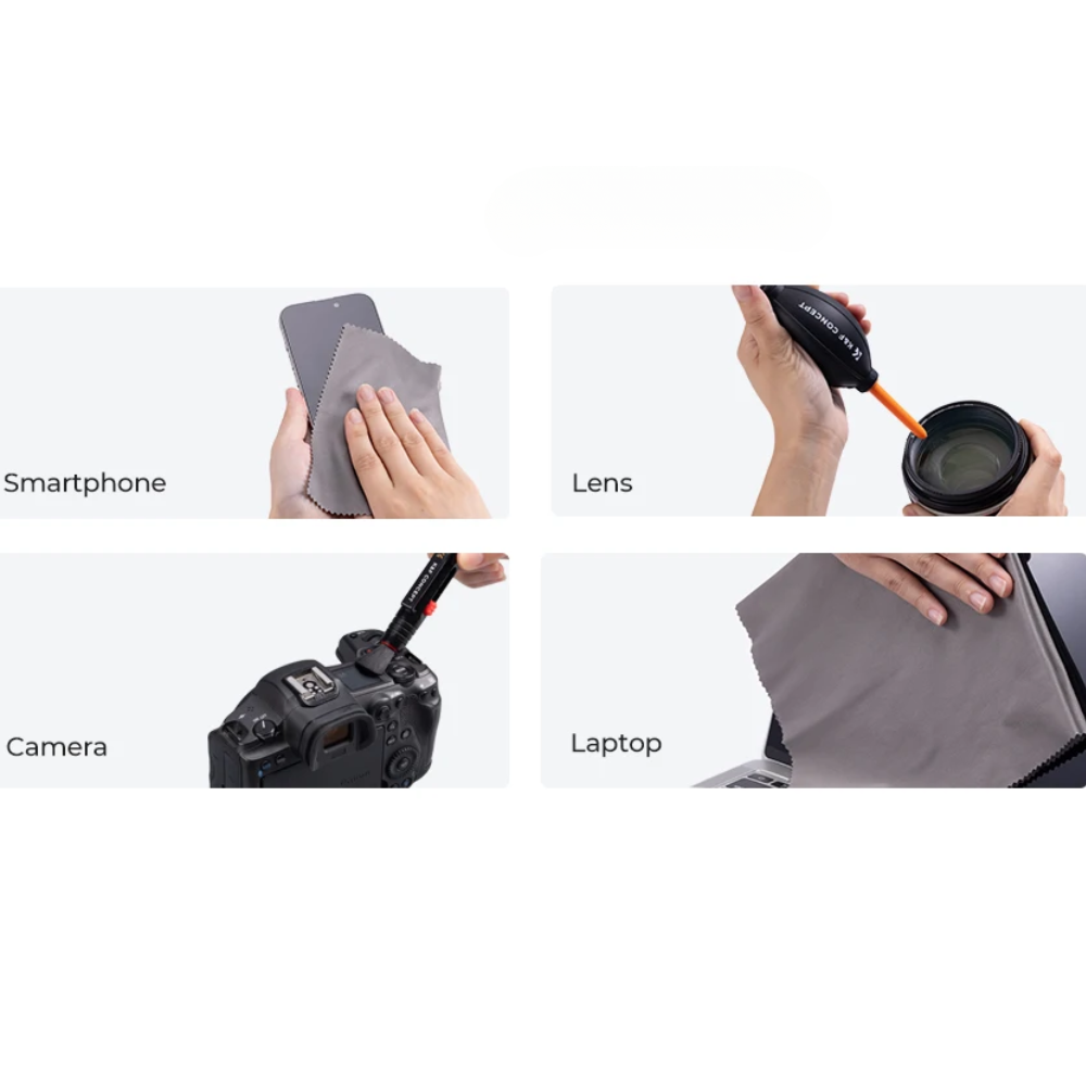 K&F Concept Camera Lens Cleaning Kit – Blower, Wipes, Cloth, Liquid & Pen