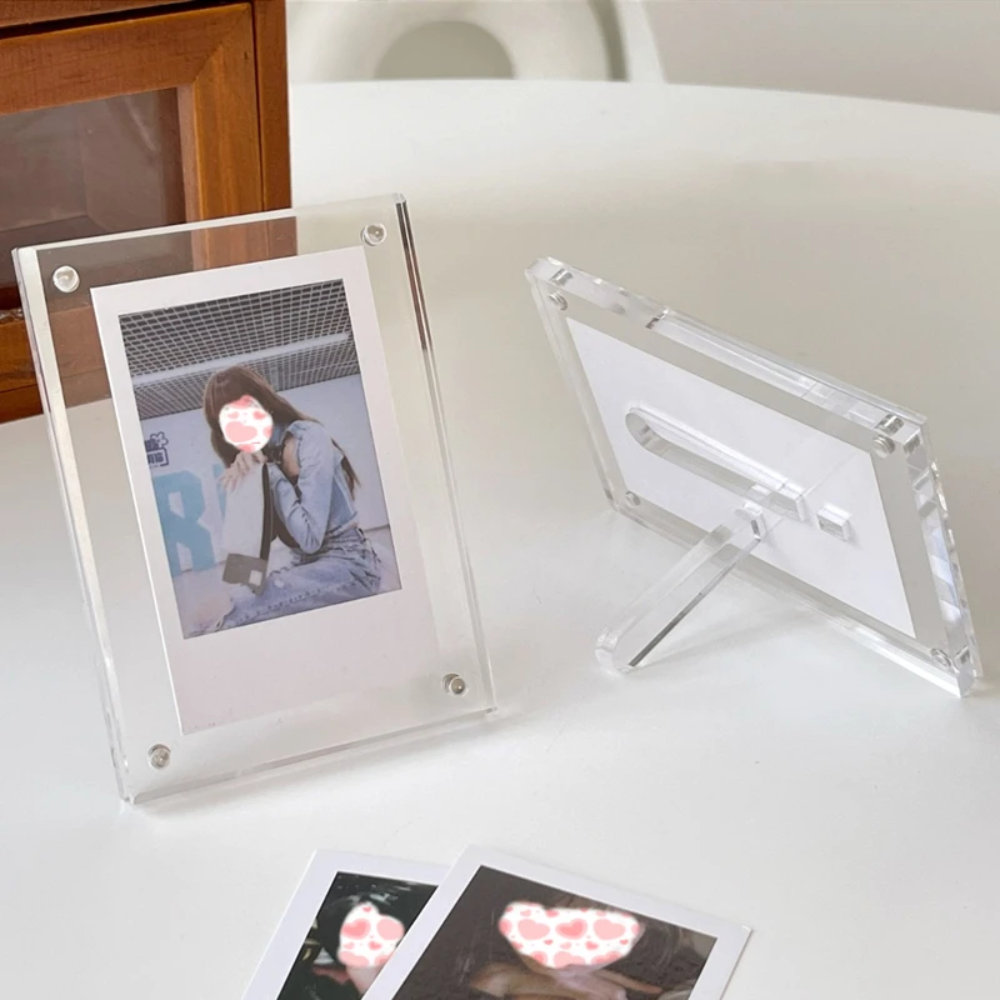 3 Inch Polaroid Acrylic Photo Frame – Double-Sided Magnetic Display Stand