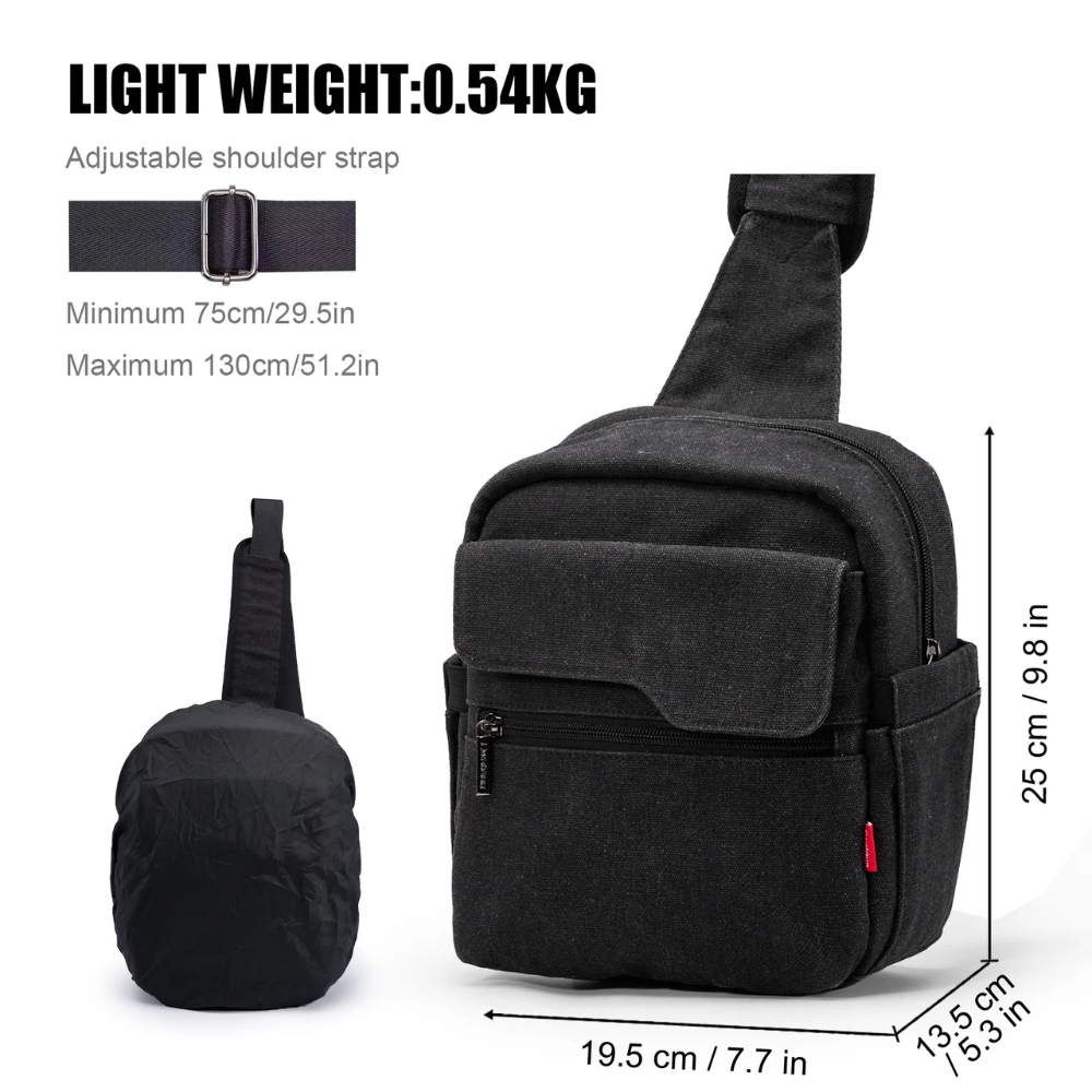 Waterproof Canvas Camera Sling Bag – Small DSLR Crossbody Bag