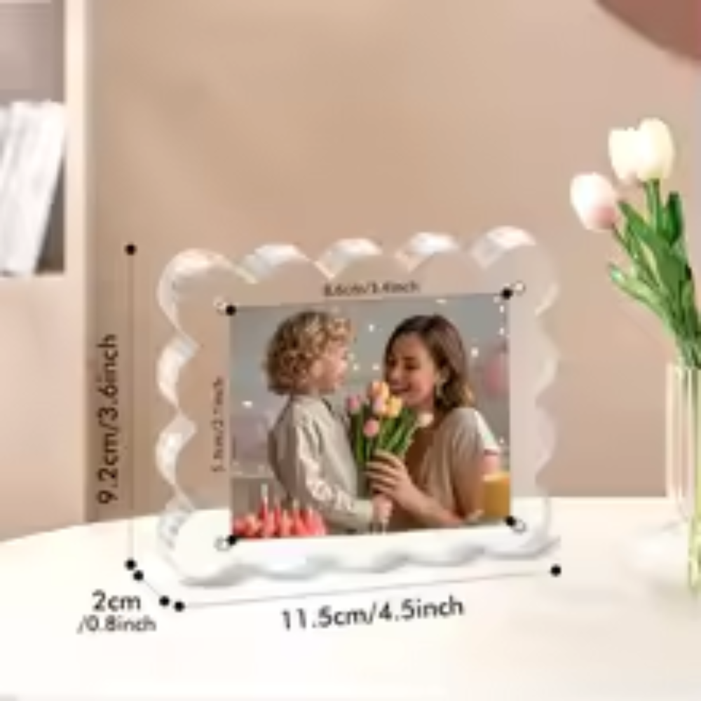 Acrylic Transparent Magnetic Photo Frame – 6/7 Inch Thick Clear Picture Display