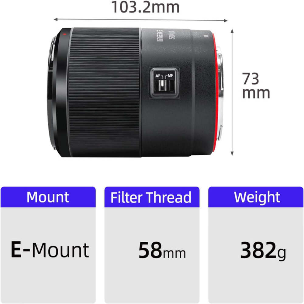 Meike 50mm F1.8 Autofocus Full-Frame Lens for Sony E & Nikon Z Mount