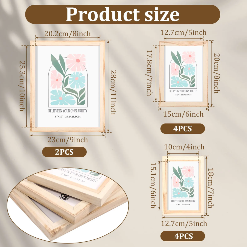 10Pack Wall Gallery Photo Frames – Tabletop & Wall Mount Picture Display Set