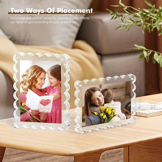 Acrylic Transparent Magnetic Photo Frame – 6/7 Inch Thick Clear Picture Display