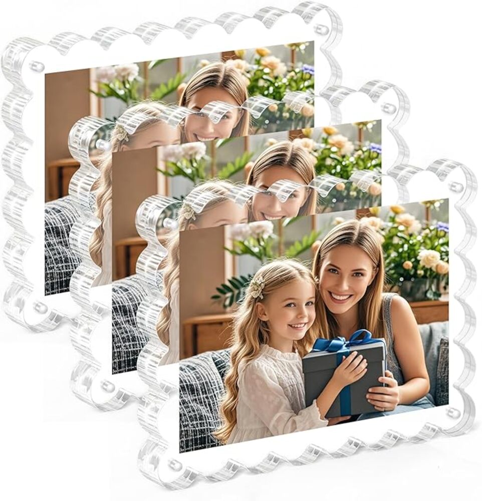 Acrylic Transparent Magnetic Photo Frame – 6/7 Inch Thick Clear Picture Display