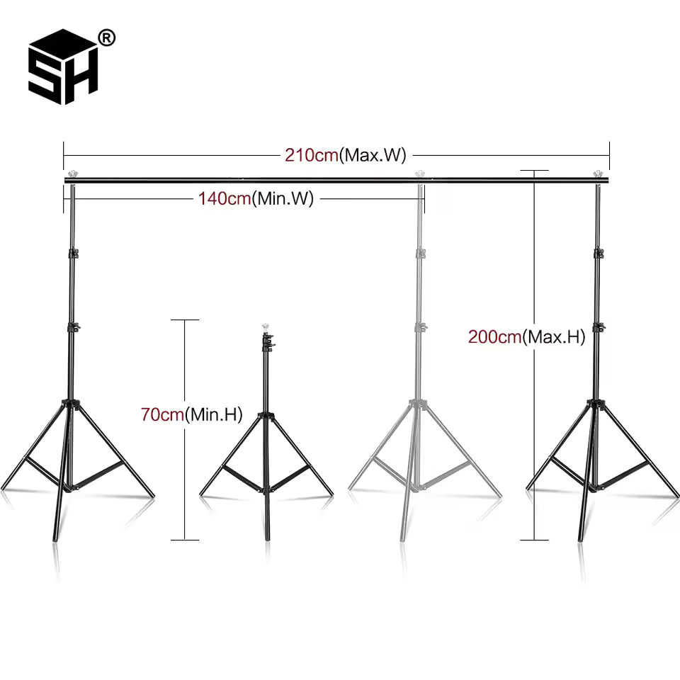 SH Photography Background Stand Kit Adjustable Backdrop Support System