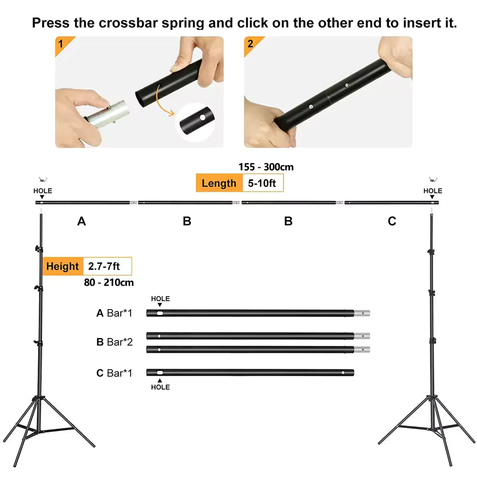 Backdrop Stand Support System Kit for Photo & Video Studio
