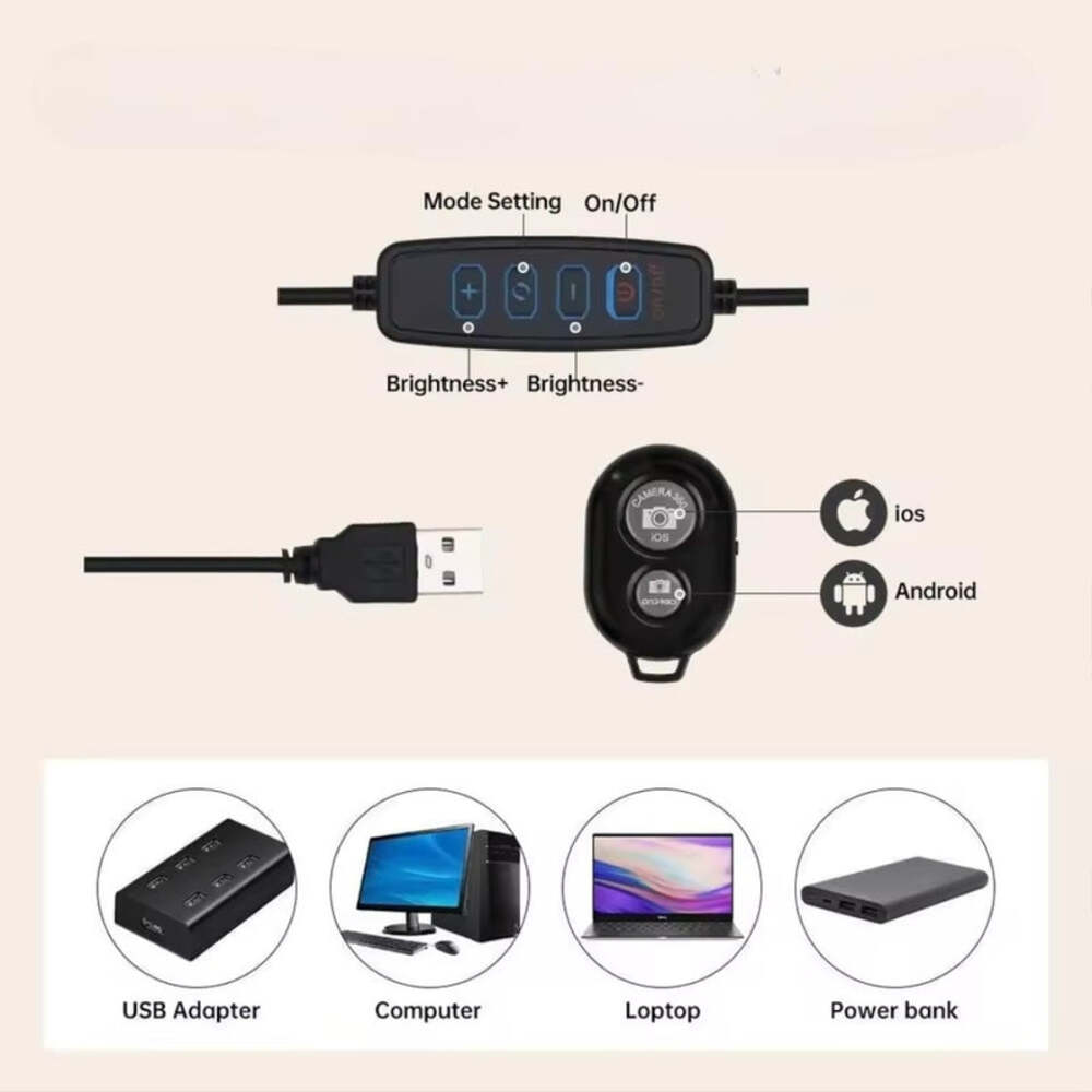 10/12 Inch LED Ring Light with Stand – Dimmable Selfie Fill Light for Makeup & Video