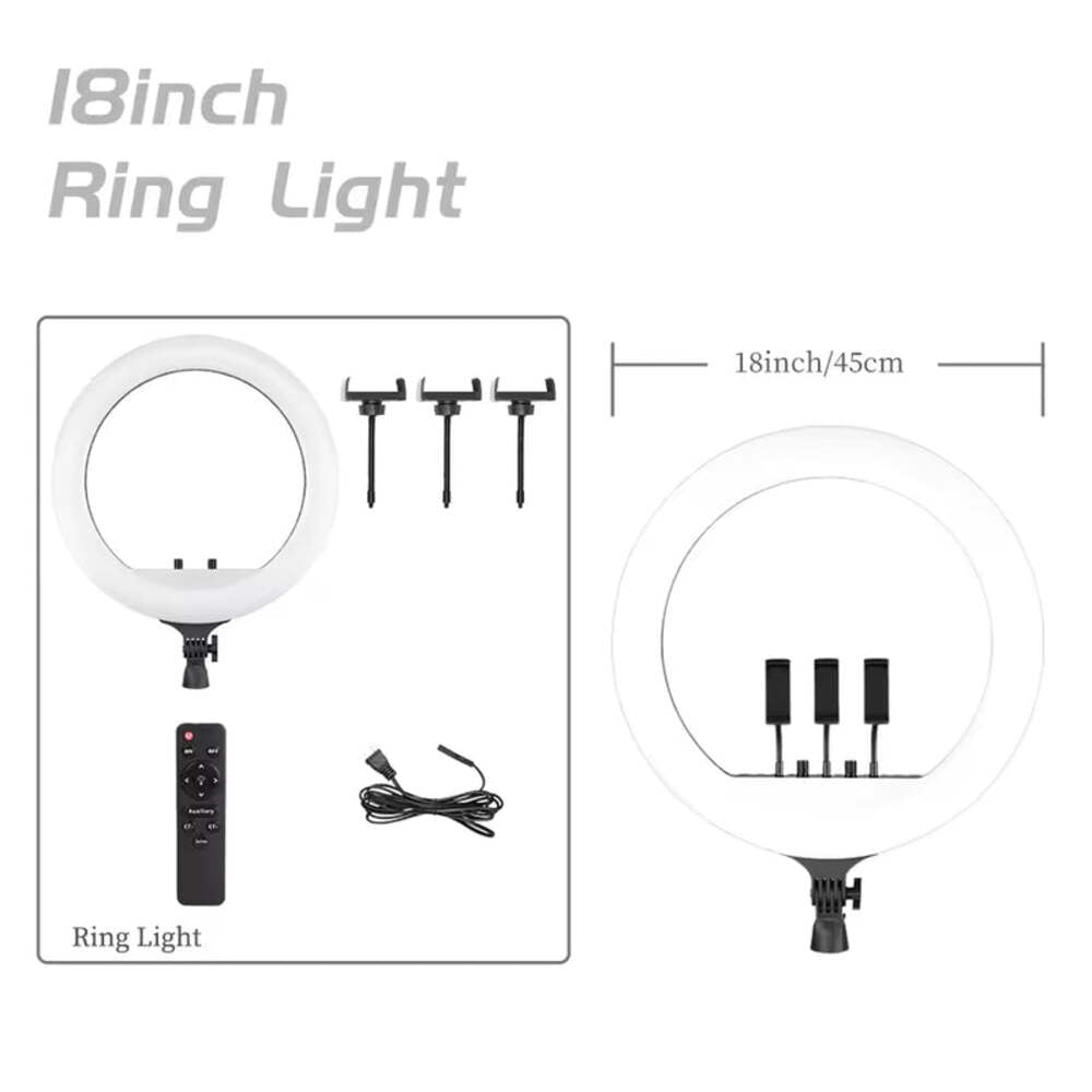 18'' LED Ring Light with Tripod & Remote for Video & Photography