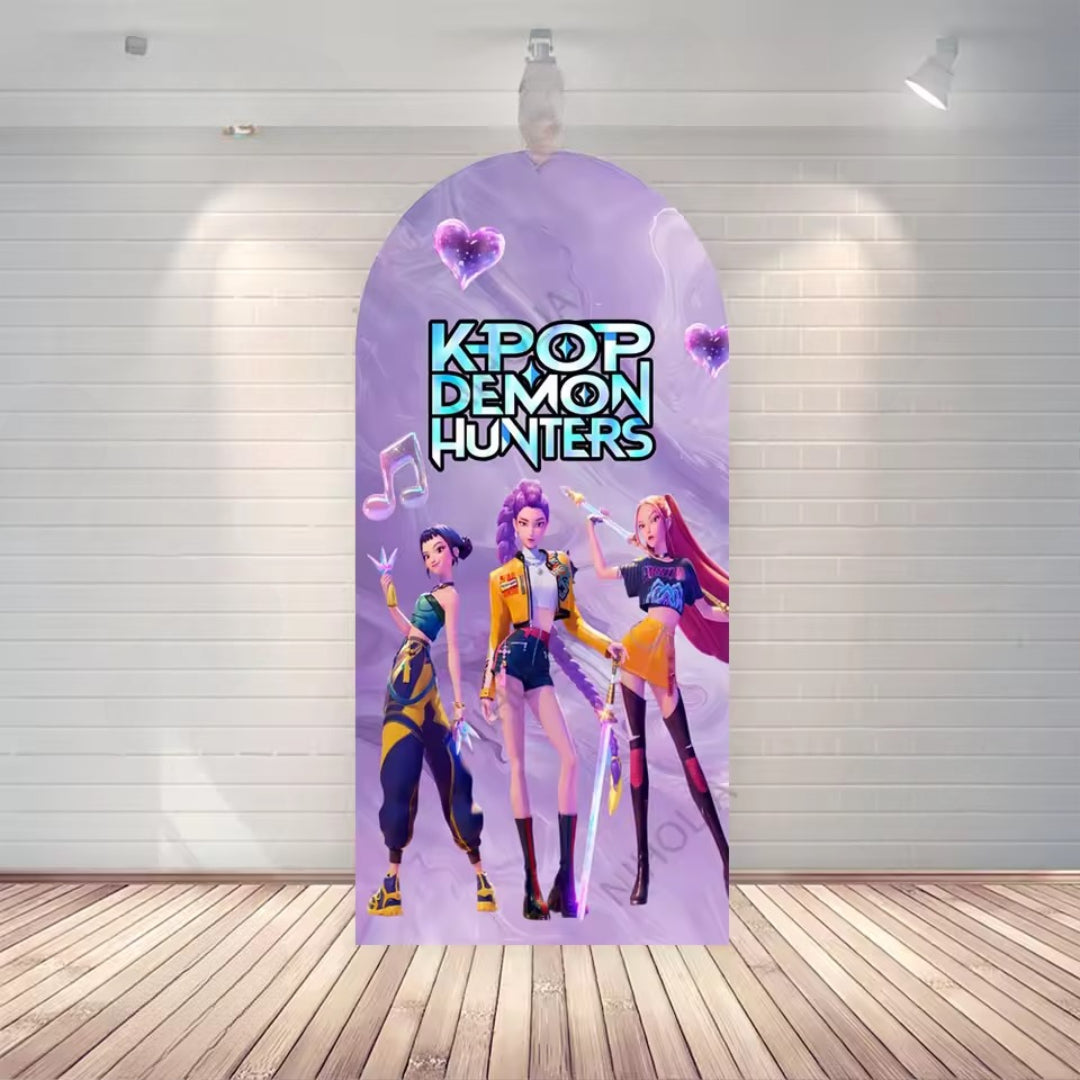 Kpop Demon Hunter Birthday Backdrop – Double-Sided Photo Booth Prop