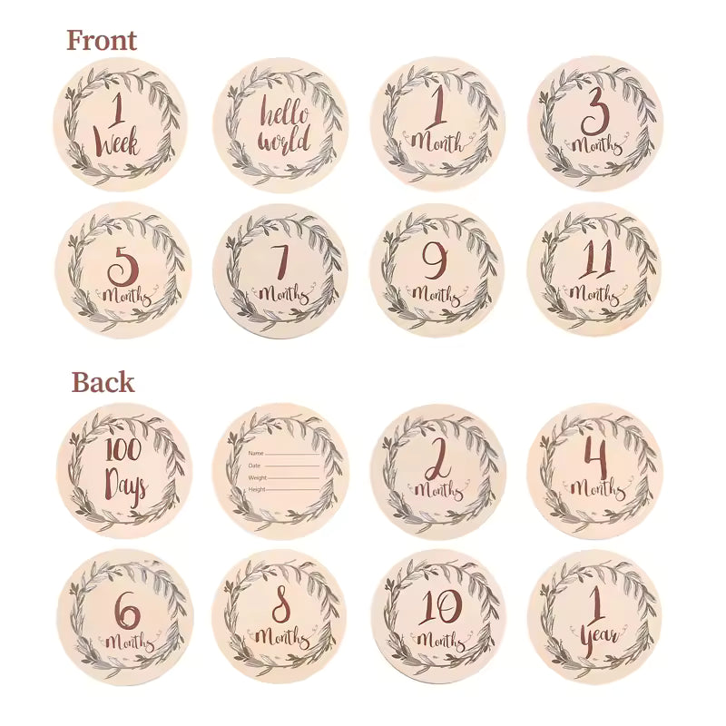 2Pcs Baby Wooden Balloon Milestone Cards Photography Props for Newborns