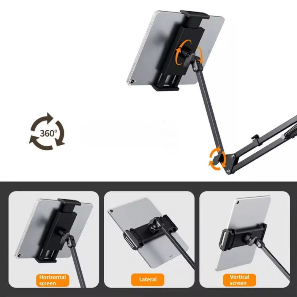 Rotating Long Arm Phone & Tablet Holder Stand – Desktop & Bed Use