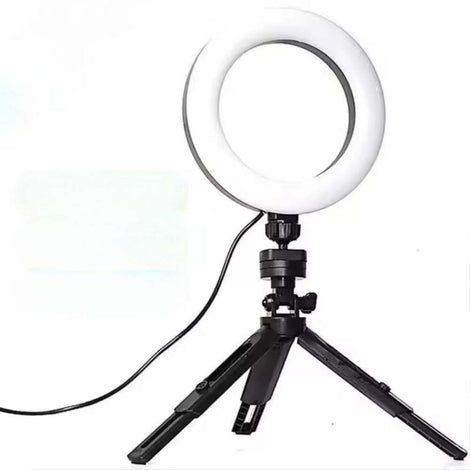 6-Inch LED Ring Light with Tripod – USB Dimmable Selfie & Video Lighting
