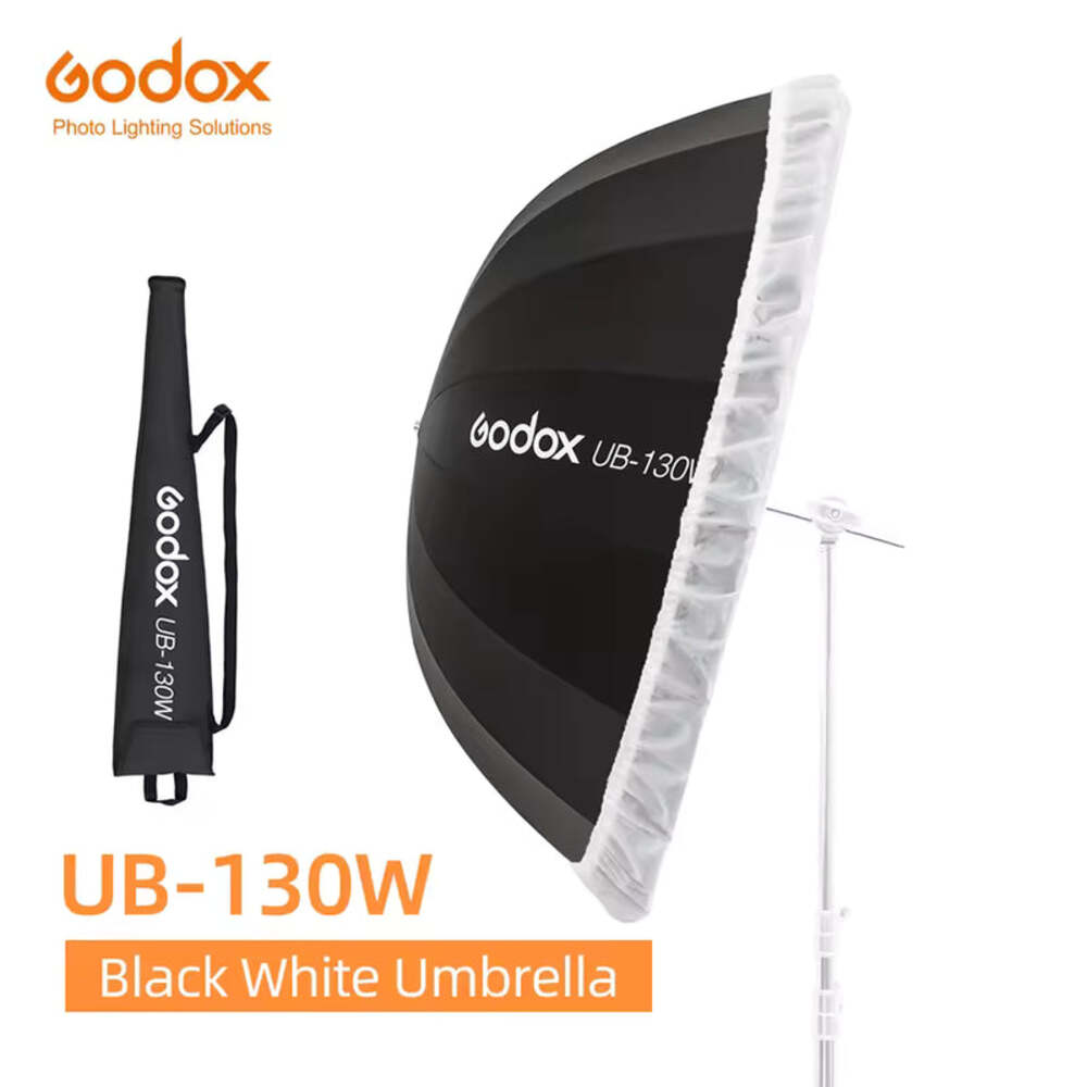 Godox UB-130W 51" Parabolic Black/White Reflective Umbrella with Diffuser