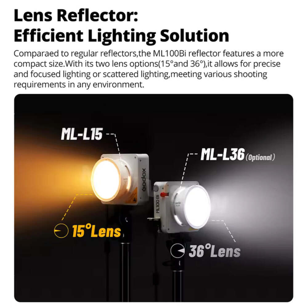 Godox ML100BI Bi-Color LED Video Light 2800-6500K with APP & FX Effects for Filmmaking Vlog